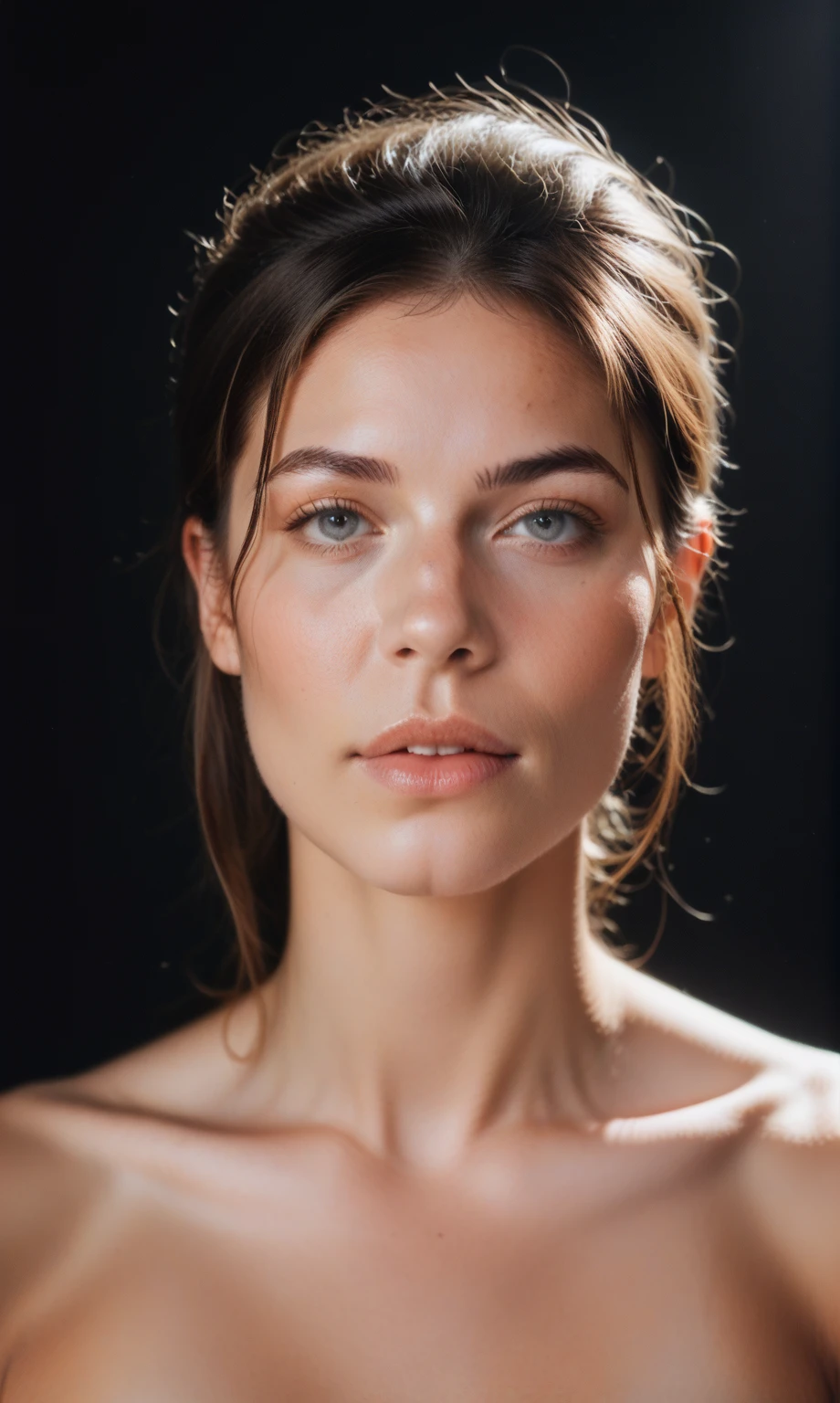 score_9, score_8_up, score_7_up, score_6_up, score_5_up, score_4_up, realistic style, photo, photorealistic, high detail, (sharp), Lara Croft portrait, (dark, dark background), soft spot light, (high detail face, detailed skin texture, detailed eyes)