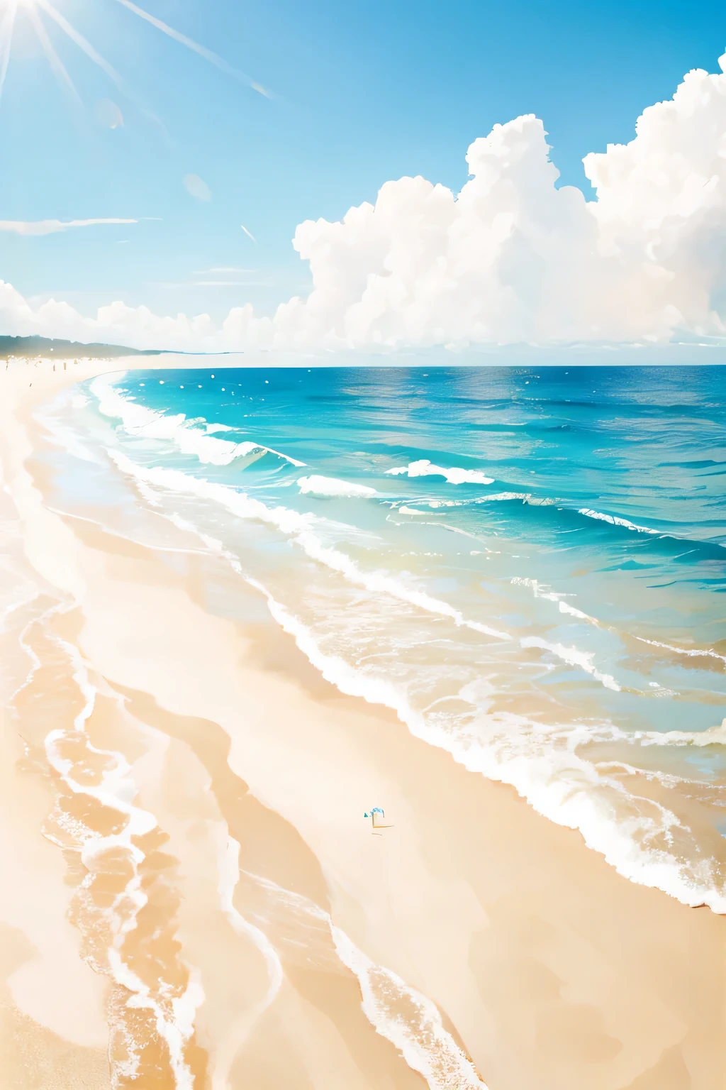 summer, beach, sand on the bottom, water, sky