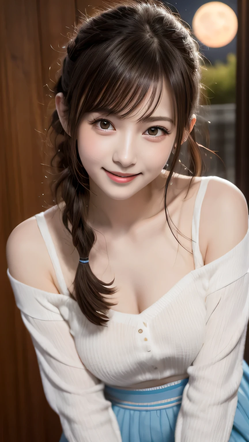 Best image quality (8k, High resolution, masterpiece: 1.2), Very detailed, Random Hairstyles, 26-year-old woman,
Extraordinary beautiful girl、Cute and beautiful face details、(Dealing with the Children_v1:0.008)、
score_9, score_8_upper, score_7_upper,
Confessions Under the Moon ...、night、night、
,Active stop temporarily ,
On her side、The thunder danced。
Focus on the upper waist
, Random cute poses ,Big eyes ,Puffy eyes , Heart pupil, blush , Big shy smile , salute