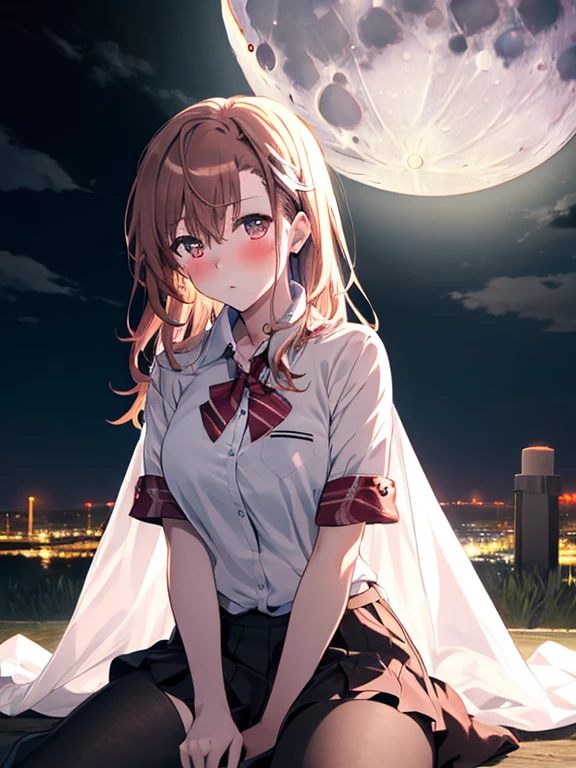 (Moonlit Confession:1.5), night, typhoon, blush, Misaka Mikoto, highest quality, 1girl, uhd, retina, masterpiece, ccurate, anatomically correct, textured skin, super detail, high details, high quality, best quality, highres, 4K