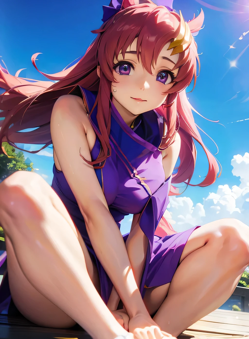 Lacus Clyne,leaning forward,nsfw