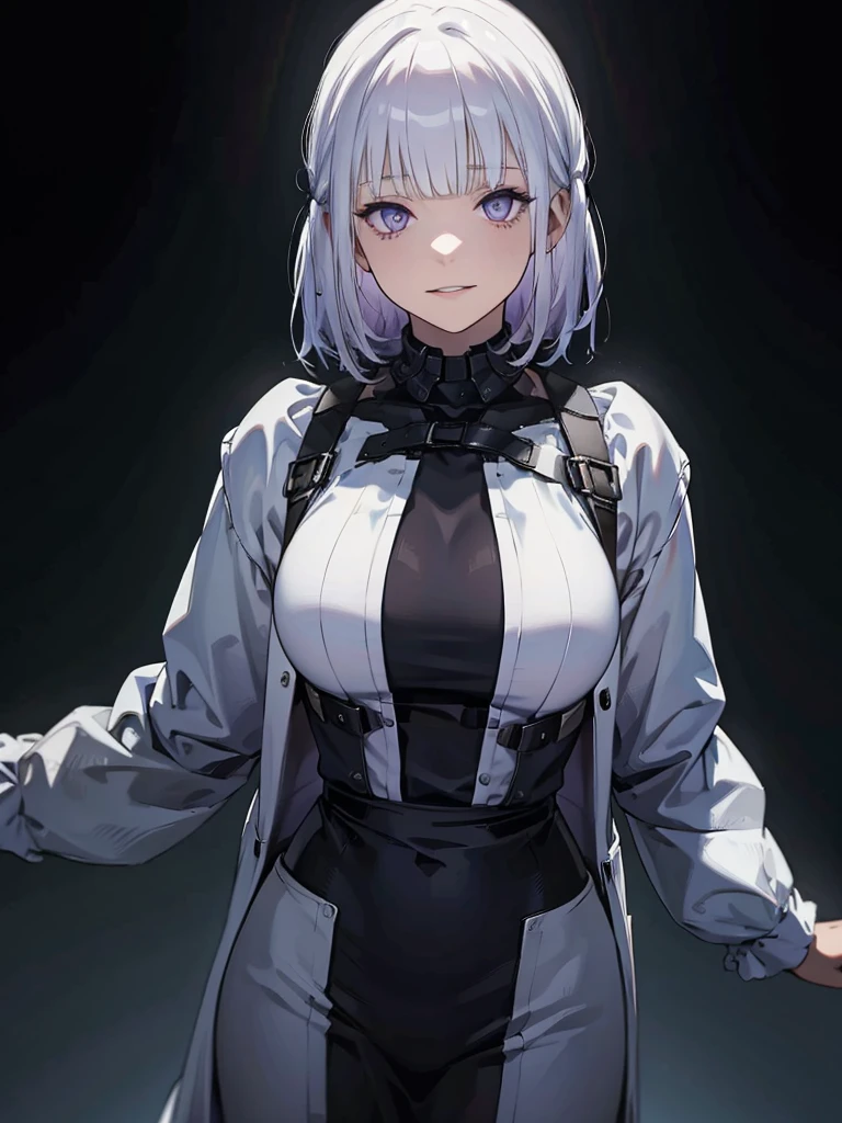 White Hair, The background is a dark and desolate landscape, Horror movie atmosphere. Her figure is very beautiful, Emphasizing the dark and crazy elements. Skillfully expressing the effects of light and shadow, detailed, The face and expression of the black costume are also carefully drawn....., White Background, [1 girl:7], (Tilt your head:1.2), ([sketch|watercolor \(Moderate\)]:1.15),Chaotic abstract background, Vector Trace, Gradient blending and whole body, Artistic elements add depth to the work. The overall atmosphere is creepy and nightmarish....., With a unique artistic touch. This movie is、The dark and crazy world of horror movies depicted in HD., Evoke visual stimuli and aesthetic sense,