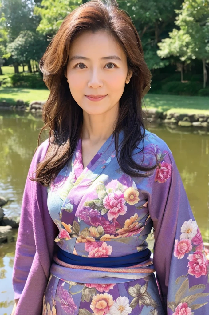((Highest quality)), ((masterpiece)), (detailed), Perfect Face,Japanese,landscape,Mature Woman,Upper Body,F Cup