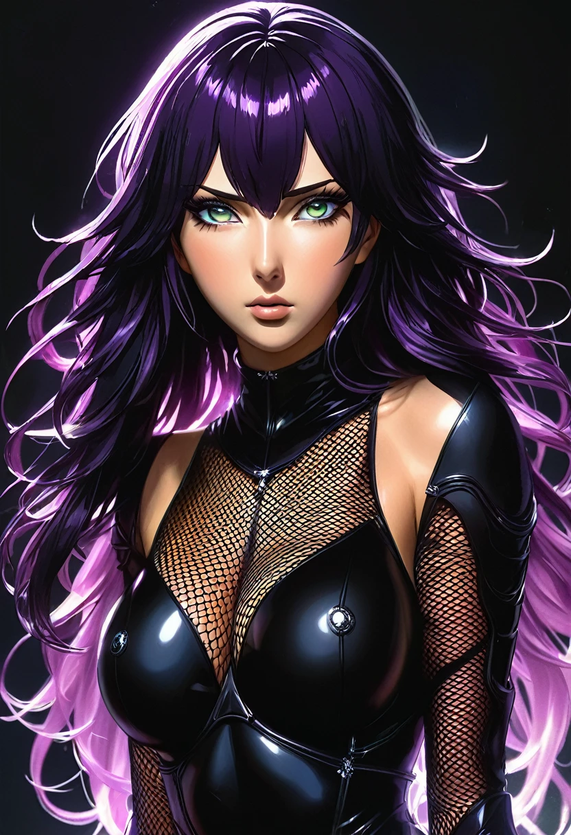 A woman (hyuuga hinata) with Roxo hair and Luminous eyes(Empty eyes) looks at the camera,
fishnets,black bodysuit,fishnet bodysuit,no panties,no bra,covered nipples
Beautiful picture of the character, character portrait, character portrait, 🤤 hinata huyga character art, epic portrait illustration, Details character portrait, neo-artcore and high quality portrait, fantasy concept art portrait, detailed matte fantasy portrait, charlie bowater art style, Detailed beautiful portrait, fantasy art portrait
oil and watercolor painting, dark, chiaroscuro, MythAn1m3
