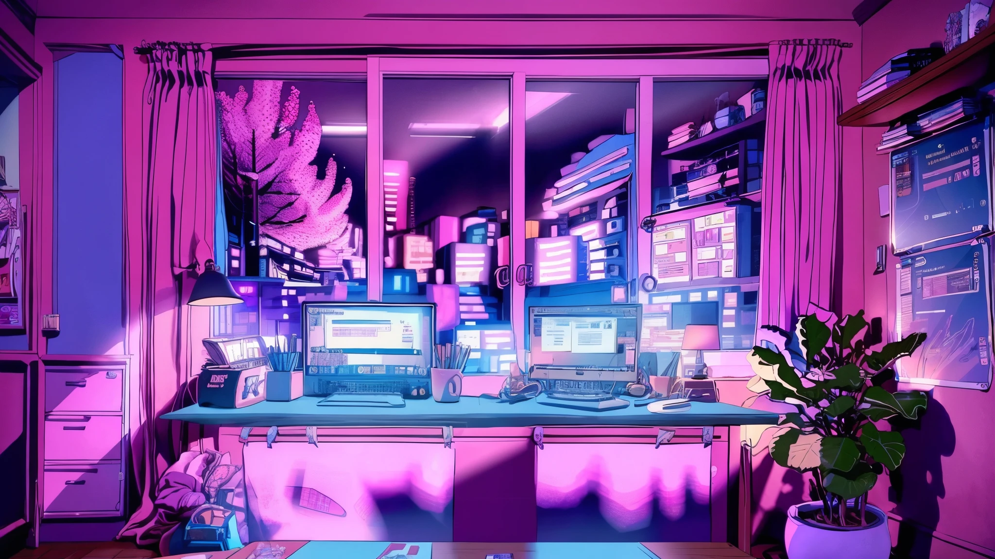 Girl is a trader, Pink Theme, Style Anime, Computer, living room, in the Computer screen is chart stock night light , (Very detailed:1.2), (Warm Light:1.2), Tabletop, Surreal,32K, Very detailed CG Unity 8K 壁紙, Highest quality (Tabletop,Highest quality:1.5)