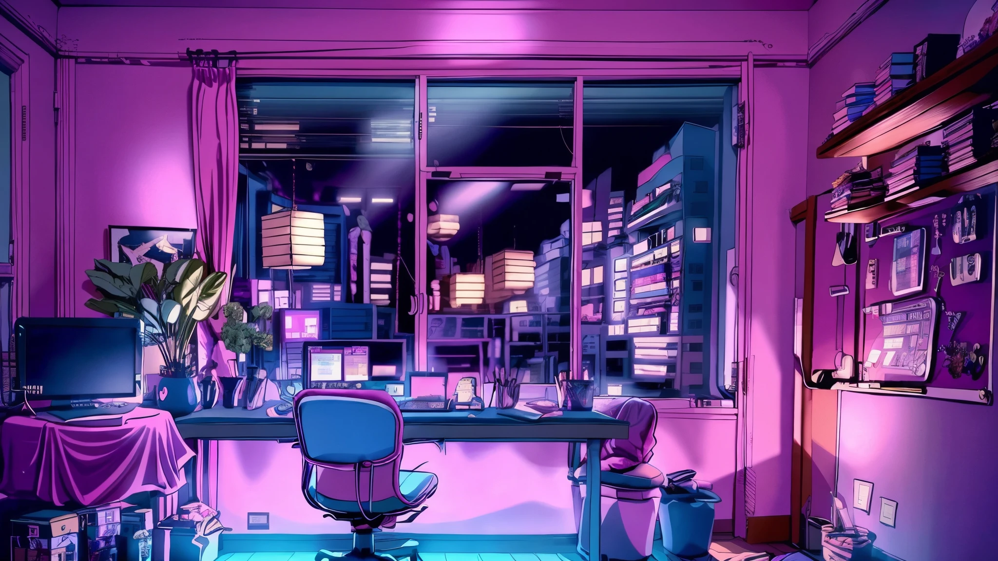 Girl is a trader, Pink Theme, Style Anime, Computer, living room, in the Computer screen is chart stock night light , (Very detailed:1.2), (Warm Light:1.2), Tabletop, Surreal,32K, Very detailed CG Unity 8K 壁紙, Highest quality (Tabletop,Highest quality:1.5)