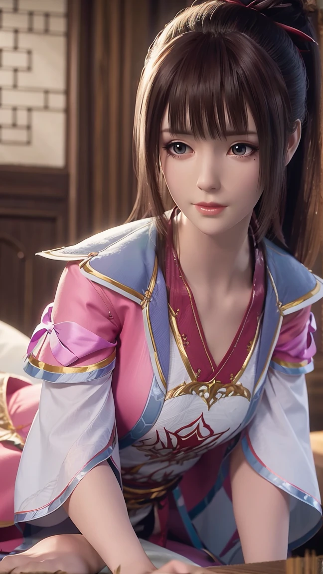 a beautiful young woman with long hair, wearing a nightgown, sitting on a bed, barefoot, in a dress, lying on her side, cross-legged, full body shot, (best quality,4k,8k,highres,masterpiece:1.2),ultra-detailed,(realistic,photorealistic,photo-realistic:1.37),beautiful detailed eyes,beautiful detailed lips,extremely detailed eyes and face,longeyelashes,natural lighting,warm tones,soft focus,portraits,chiaroscuro,depth of field