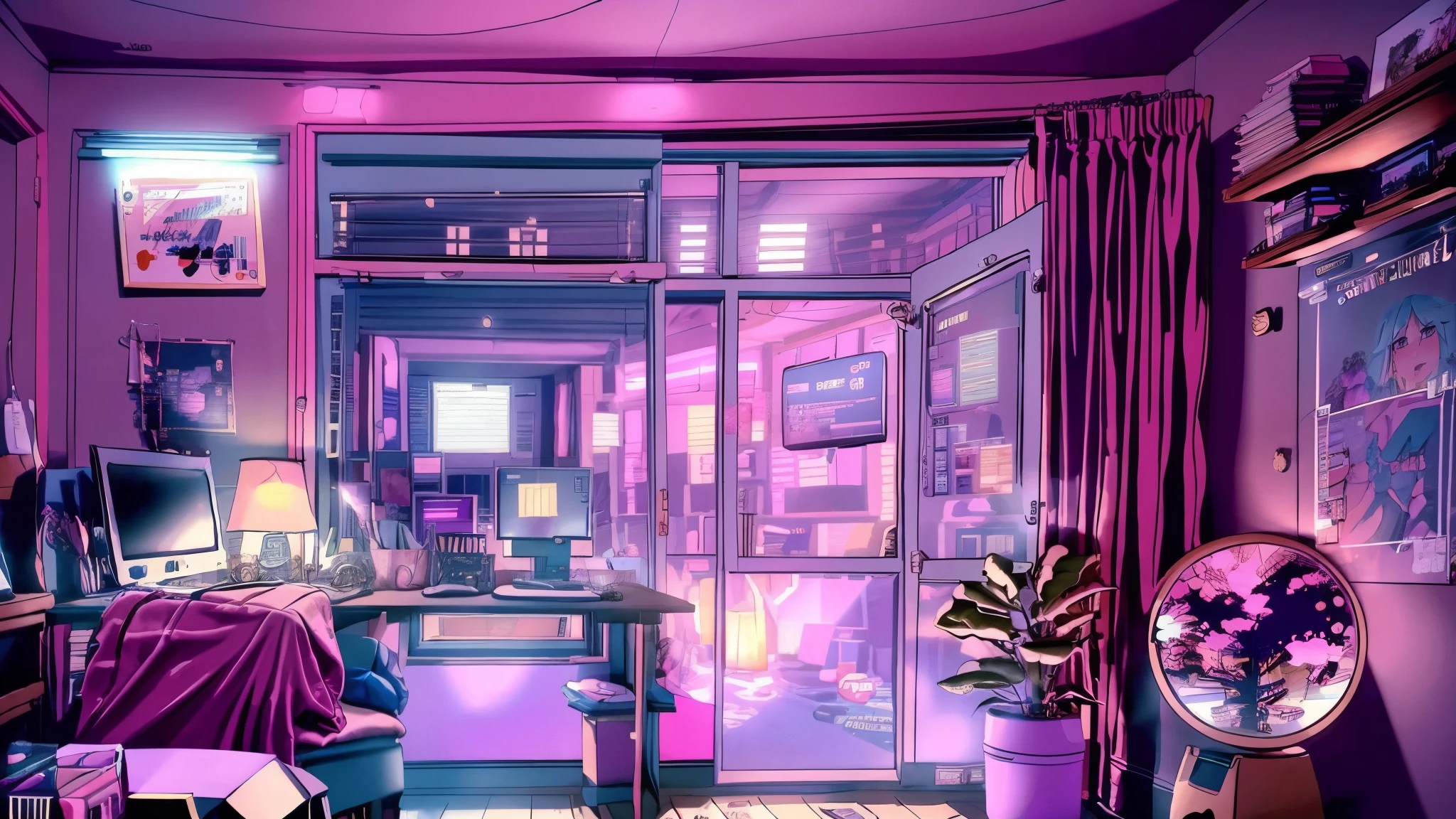 Girl is a trader, Pink Theme, Style Anime, Computer, living room, in the Computer screen is chart stock night light , (Very detailed:1.2), (Warm Light:1.2), Tabletop, Surreal,32K, Very detailed CG Unity 8K 壁紙, Highest quality (Tabletop,Highest quality:1.5)