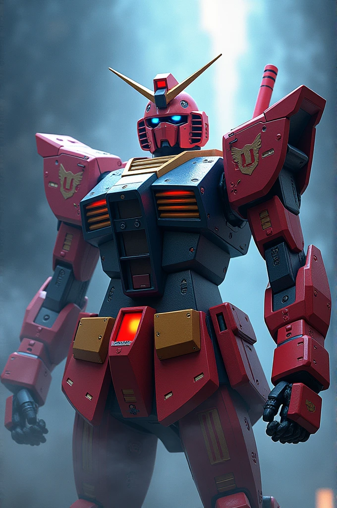 (Highest quality), Best Quality,Yasuhiko Yoshihiro Japanese style illustration,future, Mobile Suit, Gundam, smoke, mechanical, Digital Sculpture, 超High resolution, Absurd, Deep shine effect, High resolution, Particles of light, Cinema Lighting, Depth of written boundary,Flare,