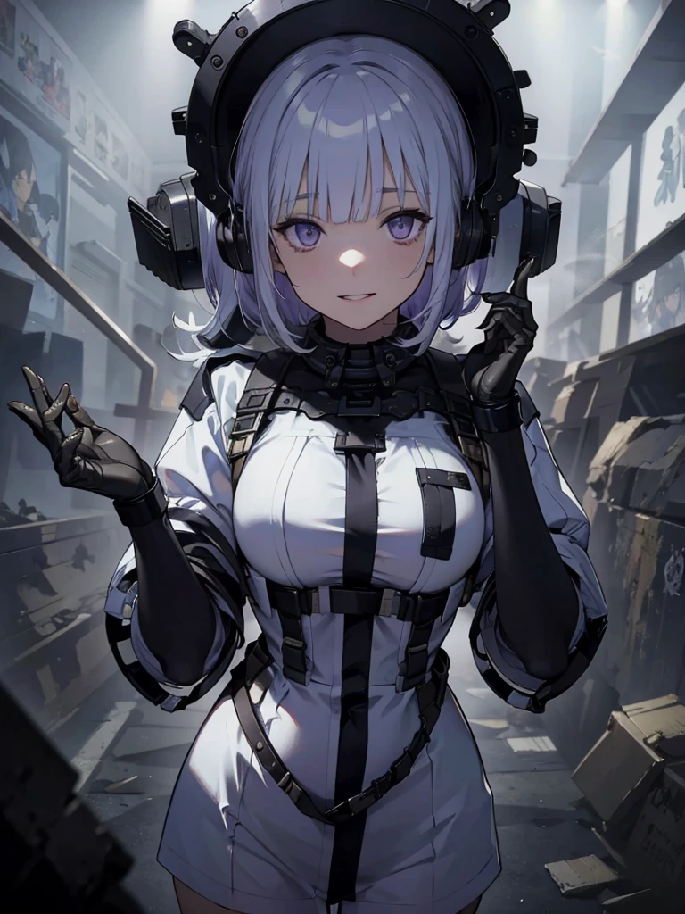 RPK-16,Shooting guns, hair is white, In the spotlight, The background is a dark and desolate landscape, Horror movie atmosphere. Her figure is very beautiful, Emphasizing the dark and crazy elements. Skillfully expressing the effects of light and shadow, detailed, The face and expression of the black costume are also carefully drawn.....,(Tilt your head:1.2), ([sketch|watercolor \(Moderate\)]:1.15),Chaotic abstract background, Vector Trace, Gradient blending and whole body, Artistic elements add depth to the work. The overall atmosphere is creepy and nightmarish....., With a unique artistic touch. This movie is、The dark and crazy world of horror movies depicted in HD., Evoke visual stimuli and aesthetic sense