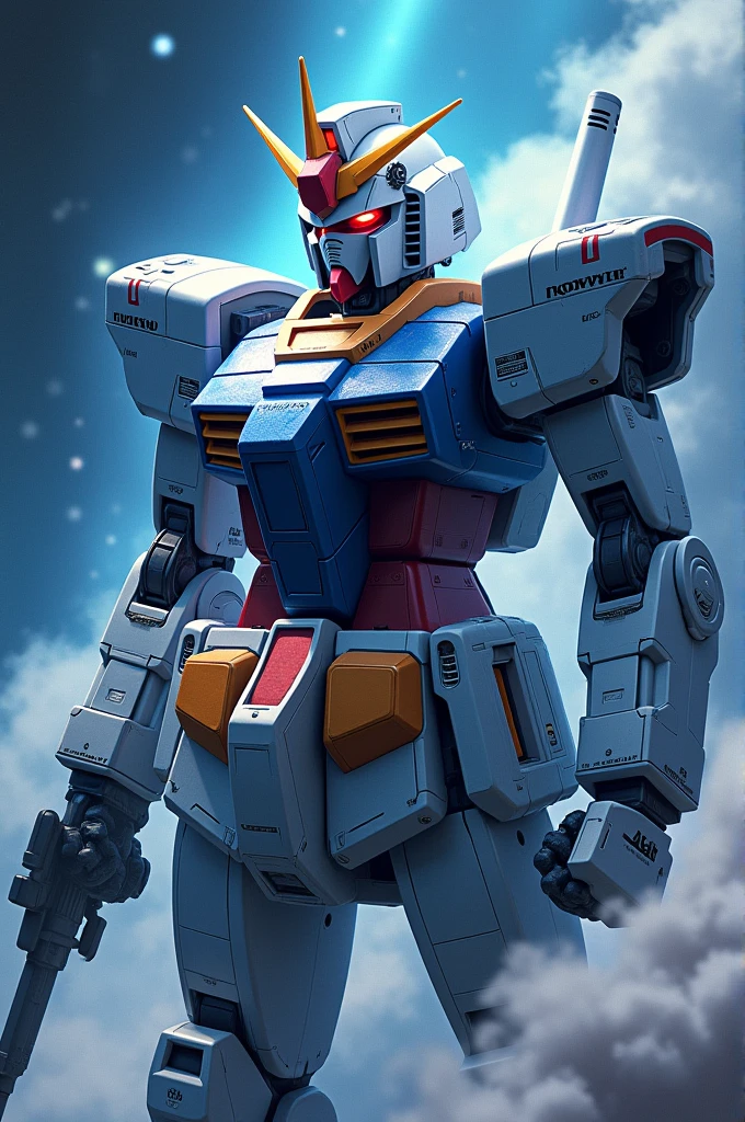 (Highest quality), Highest qualityのイラスト,Ryo Yasuhiko Japanese style illustration,future, Mobile Suit, Gundam, smoke, mechanical, Digital Sculpture, 超High resolution, Absurd, Deep shine effect, High resolution, Particles of light, Cinema Lighting, Depth of written boundary,Flare,universe space