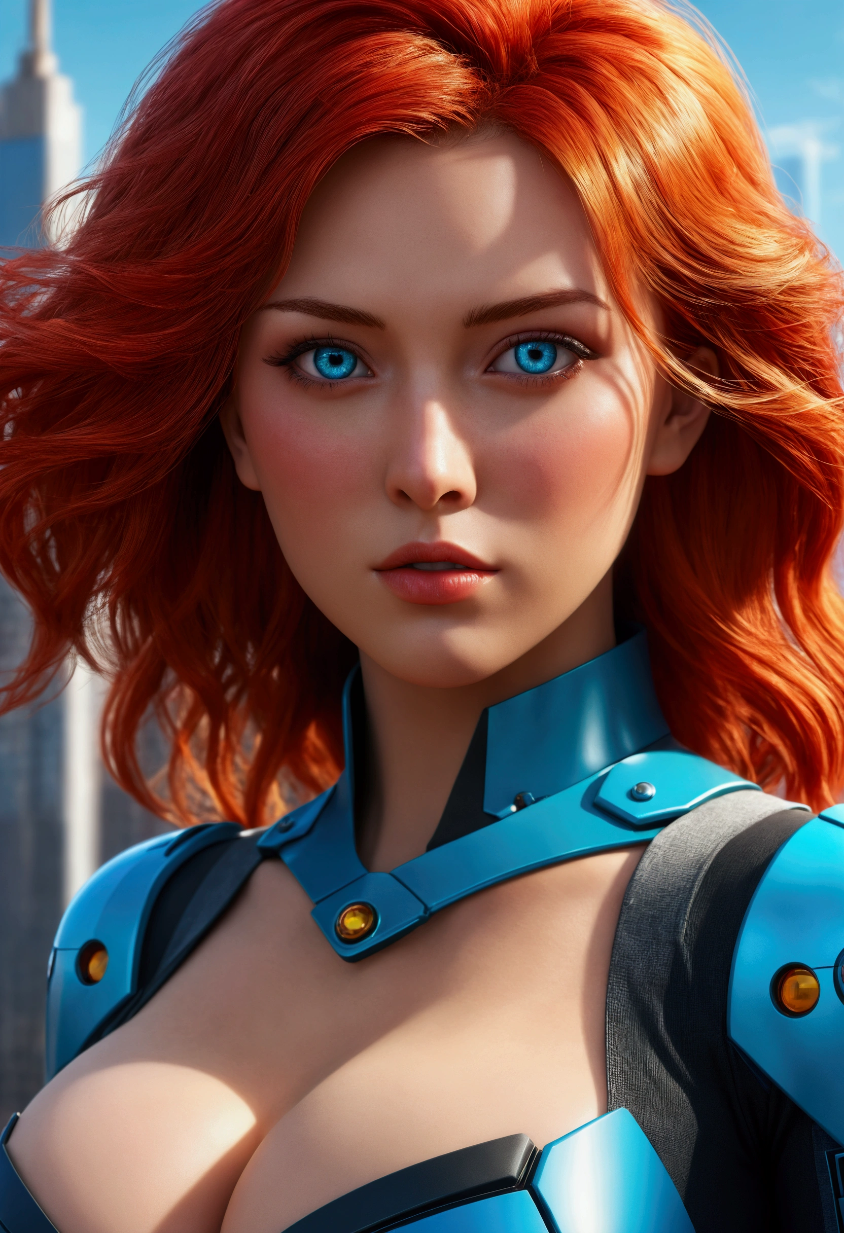 ultra HD, Retina Screen, work of art, precise, anatomically correcte, texture skin:1.5, very detailled:1.3, face detailed:1.2, high détail:1.2, high qualiy, best qualityer, high resolution, 8k, cyber punk:0.5, Surrealism:0.4, unbelievably absurd:0.5, Real:0.88, Fidelity:0.7, elegance:0.7, whole body:0.9, Ceramic Robot:0.08, Robot:0.32, switches:0.7, CAI:0.65, lace:0.65, facial muscles:0.8, octane rendering:0.45, mechanical joints:0.35, 1 person, female:1.2, perfectbody:1.2, golden hair:0.6, Chinese women:0.2, Asuka Langley Sohryu, Colorful neon lights, sharp focus, best qualityer, 4K, high resolution, (photorrealistic:1.37), detailed realistic facial features, fiery red hair, intense azure eyes, determined expression, red pilot uniform, futuristic cityscape background, swirly vibrant colors, (hyper realist), (illustration), (high resolution), (8k), (extremely detaild), (best illustration), (beautiful detailedeyes), (ultra detali), (wall-paper), (high detailed realistic hair), (heterochromic eyes), (detailedeyes), (glare eyes), (realistic big breasts:1.5), (Legs long), (slendered abs), (dynamic pose), (small mouth closed:1.3), (NSFW), (concentrated expression)