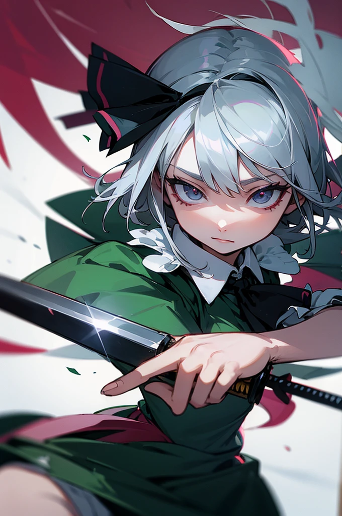 Konpaku Youmu from Touhou Project Silver hair Holds a sword Brainwashed