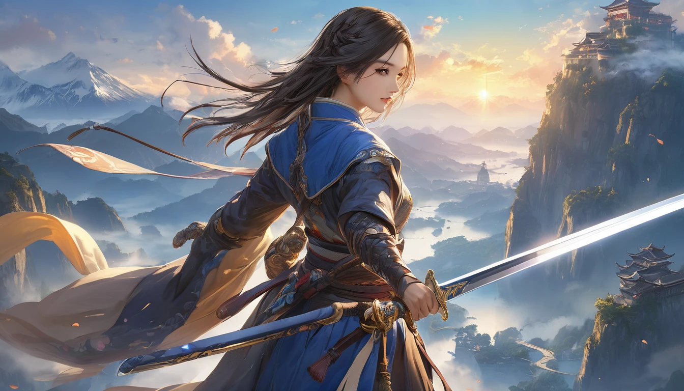(masterpiece, Highest quality:1.2), Swordsman, Fantasy、Spectacular views