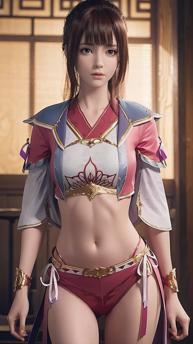 a beautiful woman in underwear, seductive gaze, detailed face and body, (best quality,4k,8k,highres,masterpiece:1.2),ultra-detailed,(realistic,photorealistic,photo-realistic:1.37),intricate details,chiaroscuro lighting,warm colors,dramatic pose,sensual,alluring,enchanting