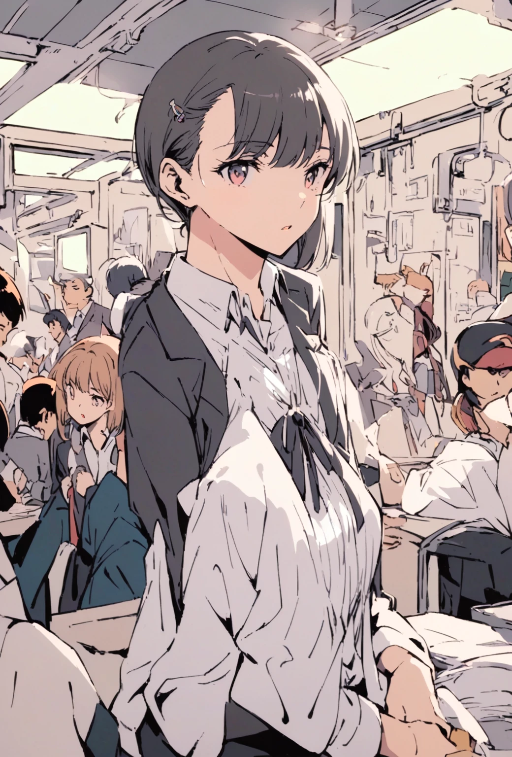 Tired face、busy、Desk work in the office, Tokyo Anime Scene, modern anime style, by Oze Kanaoka, very modern anime style, Digital anime illustration, Beautiful and detailed anime art, style of red line anime movie, Written by Nobuzada Yanagawa, Anime-style illustrations, Detailed digital anime art, Anime style”, Today&#39;s featured anime is still