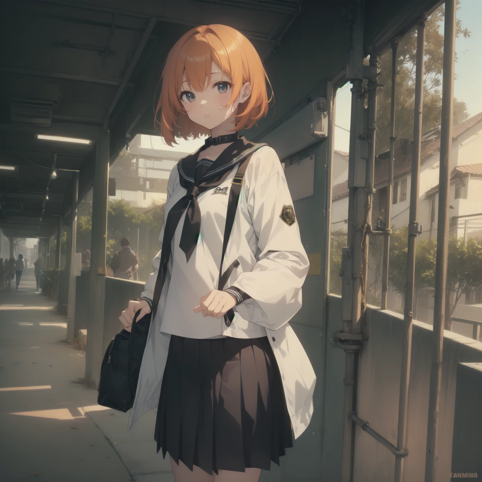 ultra-absurdres-Top quality by artist God, ultra-detailed, high resolution, anime moe artstyle, best anime 8k konachan wallpaper, pixiv contest winner, pool:2810, perfect anatomy,break, 1girl, (Please draw a girl walking sleepily to school alone. )break,(Solo,little female, 13-year-old:1.3),Full limbs, complete fingers,a junior high school student, (very short hair), short cut, flat chest, , small butt, small black eyes, beautiful detailed eyes, well-proportioned iris and pupils, expressive eyes, highres detailed hair, soft expression, salor school_uniform, sailor collar, serahuku, bow, pleated skirt,(Detailed Lighting), (Detailed background), in the School commute route. break,super detailed skin, Best cinematic lighting powered by famous artist, 8k,beauty illustration,photoshop_(medium),very aesthetic,break,((artist:yd_(orange_maru) )), artist:clamp ,artist:carnelian ,artist:kantoku ,