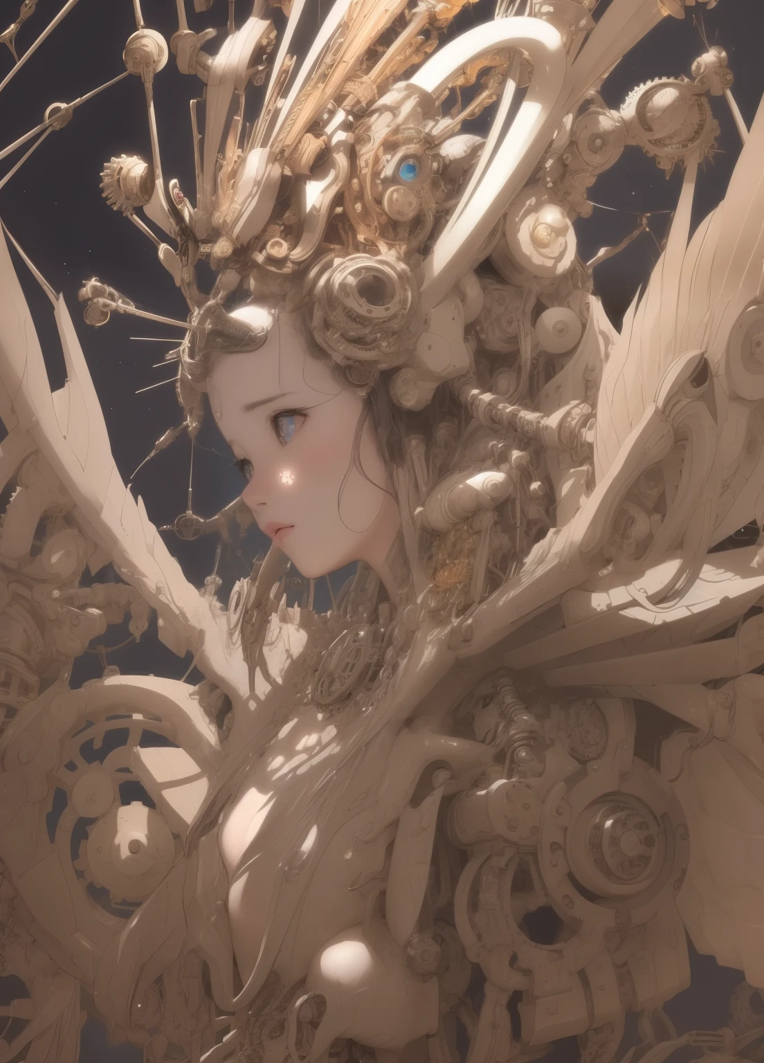 (masterpiece、Highest quality、Highest quality、Official Art、Beautiful and beautiful:1.2)、(1人のgirl:1.3)Hatsune Miku、Twin tails,Beautiful breasts, Katsushika Hokusai,(Highest quality,4K,8k,High resolution,masterpiece:1.2),Very detailed,(Actual,photoActual,photo-Actual:1.37),girl,mechanical,steampunk,Japanese Ukiyo-e Style,,metallic,fluid motion,Stylish design,Cybernetic Enhancements,Intricate Gears and Cogs,Wires and Circuits,Strong gaze,Bright colors,Fantastic Light,mechanical transformation,mechanical limbs,Futuristic cityscape,mechanical flowers and plants,A cold and distant look,Hauntingly beautiful,Gorgeous kimono,translucent mechanical wings,mechanical butterflies,Glowing Eyes,A fusion of traditional and modern elements,Meticulous artistry,Precision Engineering,Attention to detail,industrial aesthetics,The movements are graceful and gentle,Seamless integration of humans and machines,Otherworldly Beings，White Background，Best details，超High resolution