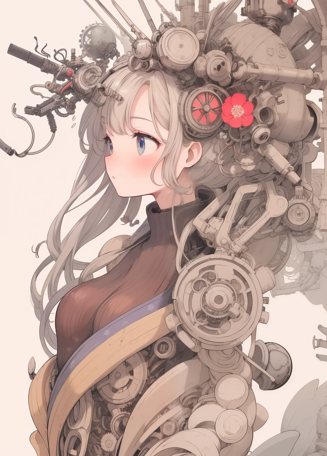 (masterpiece、Highest quality、Highest quality、Official Art、Beautiful and beautiful:1.2)、(1人のgirl:1.3)Hatsune Miku、Twin tails,Beautiful breasts, Katsushika Hokusai,(Highest quality,4K,8k,High resolution,masterpiece:1.2),Very detailed,(Actual,photoActual,photo-Actual:1.37),girl,mechanical,steampunk,Japanese Ukiyo-e Style,,metallic,fluid motion,Stylish design,Cybernetic Enhancements,Intricate Gears and Cogs,Wires and Circuits,Strong gaze,Bright colors,Fantastic Light,mechanical transformation,mechanical limbs,Futuristic cityscape,mechanical flowers and plants,A cold and distant look,Hauntingly beautiful,Gorgeous kimono,translucent mechanical wings,mechanical butterflies,Glowing Eyes,A fusion of traditional and modern elements,Meticulous artistry,Precision Engineering,Attention to detail,industrial aesthetics,The movements are graceful and gentle,Seamless integration of humans and machines,Otherworldly Beings,White Background,Best details,超High resolution