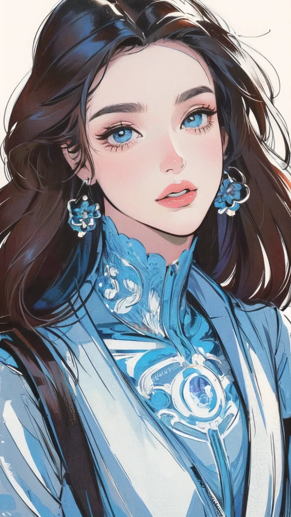 masterpiece,extremely beautiful woman,Excellent sense,(((perfect very white background))),American Comics,(((The Perfect One Woman))),(((one person))),colorful,Highly detailed perfect upper body,highly detailed face,near future,SF,