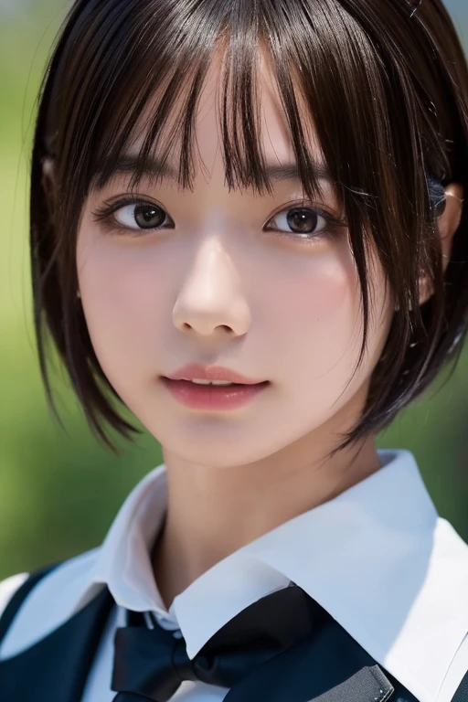 ((masterpiece, Highest quality, High resolution)), 1 Japanese girl, (Realistic: 1.4), Great face, 15 years old, short hair, White hair band、(Beautiful Hair:1.5), Black blazer, Red tie、School classroom, Angle from the front, Smooth, Highly detailed CG composite 8K wallpaper, High resolutionのRAWカラー写真, Professional photography, Light, BackLight, dream-like, impressive, Written boundary depth, (Face close-up:1.5)
