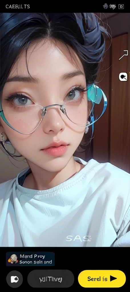 woman, beautiful girl, 、 Baby Face, Realistic skin of the highest quality, Eyes are focused, 20-year-old, Sticking out tongue, Focus on the mouth, Open your mouth, Long Tongue, saliva, Open your mouth , You can see inside the mouth, Open your mouth Sticking out tongue, Realistic tongue、Provocative eyes、look up、attractive、Wearing glasses