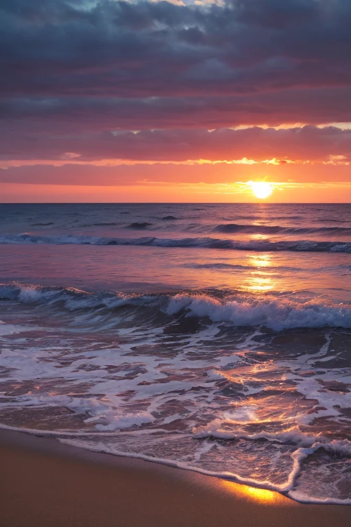 Please draw a seaside sunset scene.