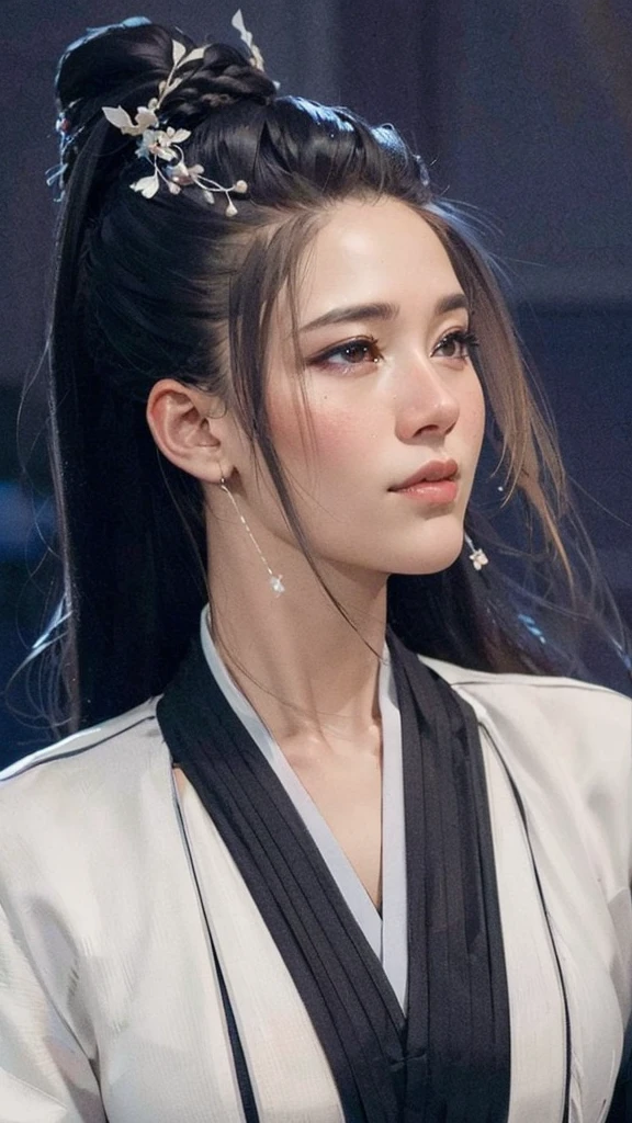 wuxia, Chinese clothes, hourglass figure, large breasts, big hips, masterpiece, best quality, ultra detailed, realistic