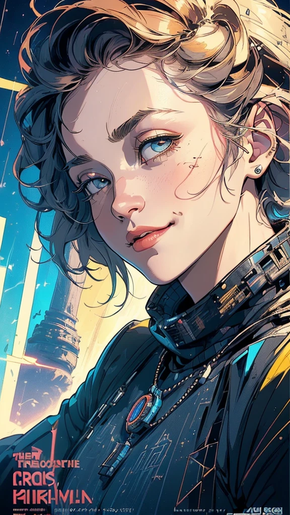 (((masterpiece, highest quality))),(((solo:1.2))),(((1girl:1.2))),32k wallpaper, very detailed, poster, vintage science fiction,(((((geometric cinematic movie poster))))), (bauhaus),(((abstract))),(((mid century modern))),(((((portfolio))))),(((((Close-up))))),(((((bust up))))),((((more various angle)))),(((highlight))),Vast landscape,(((complete. detailed face))),(((Extremely talented))),(((most complecated machine))),Colorful color scheme,((((((crooked huge chin)))))),(((((very slumped jaw))))),(((((A face that looks down on people))))),((((Nihilistic smile))))