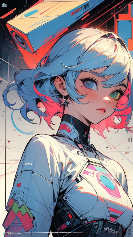 (((masterpiece, Highest quality))),(((alone:1.2))),(((One girl:1.2))),32K Wallpapers, Very detailed, Vintage Science Fiction,(((((geometric cinematic movie))))), (Bauhaus), shape,(((Abstract))),(cyber punk),(((((portfolio))))),(((((close))))),(((((breast enhancement))))),((((More Angles)))),(((highlight))),Vast landscape,((((Heterochromia iridis)))),(((completion. Detailed face))),(((Very talented))),(((The most complex machine))),((Overall colorful)),((Andy Warhol style:1))