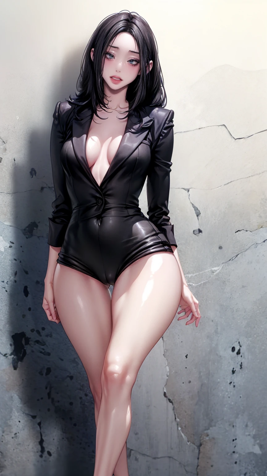 (masterpiece:1.3), (Highest quality:1.3), (Highest Resolution:1.3), (8k:1.3),
water colored pencils,
smile, (Long legs:1.3), (Thin legs:1.3), (Tall:1.3),
View your viewers,
(Cute 1 adult female:1.3), (Only one woman:1.3),
White skin, 9-head person, Straight Hair,
Juheedef, black hair, grey eyes, long hair, Beautiful Hair, Beautiful attention to detail, suit,
(White Background:1.2), Simple Background, Shadow lighting,