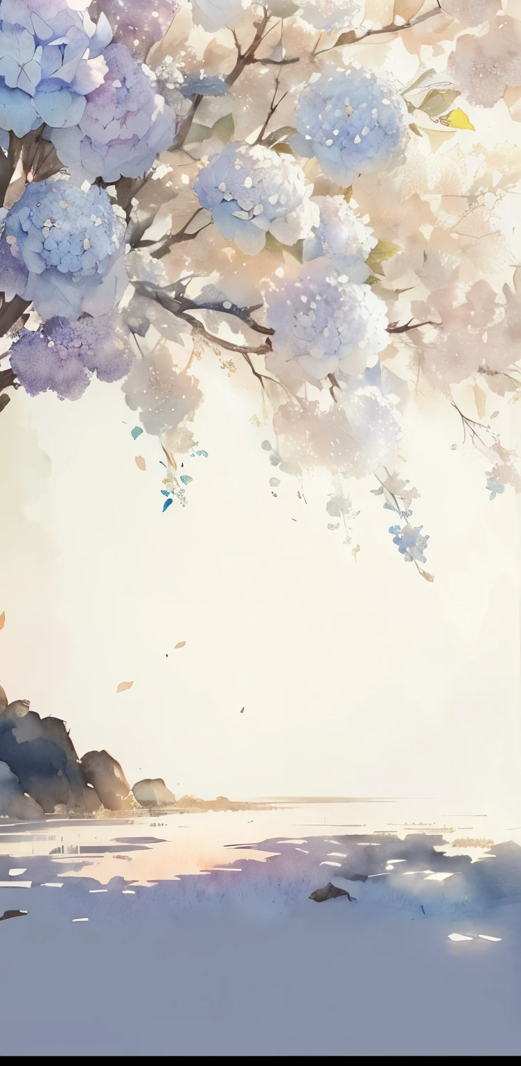 Hydrangea, background technology, Clean background, Anime Background, Background Image, Detailed facial background details, Chinese watercolor style, Watercolor illustration style, Watercolor background, digital watercolor, anime background technology, Watercolor art style, digital watercolor painting, faded background, Watercolor Numbers, Wallpaper Art, Width
