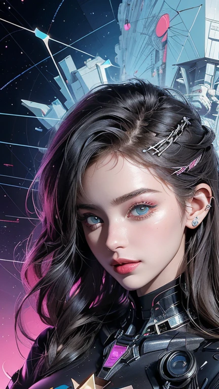 (((masterpiece, Highest quality))),(((alone:1.2))),(((One girl:1.2))),32K Wallpapers, Very detailed, Vintage Science Fiction,(((((geometric cinematic movie))))), (Bauhaus), shape,(((Abstract))),(cyber punk),(((((portfolio))))),(((((close))))),(((((breast enhancement))))),((((More Angles)))),(((highlight))),Vast landscape,((((Heterochromia iridis)))),(((completion. Detailed face))),(((Very talented))),(((The most complex machine))),((Overall colorful)),((Andy Warhol style:1))