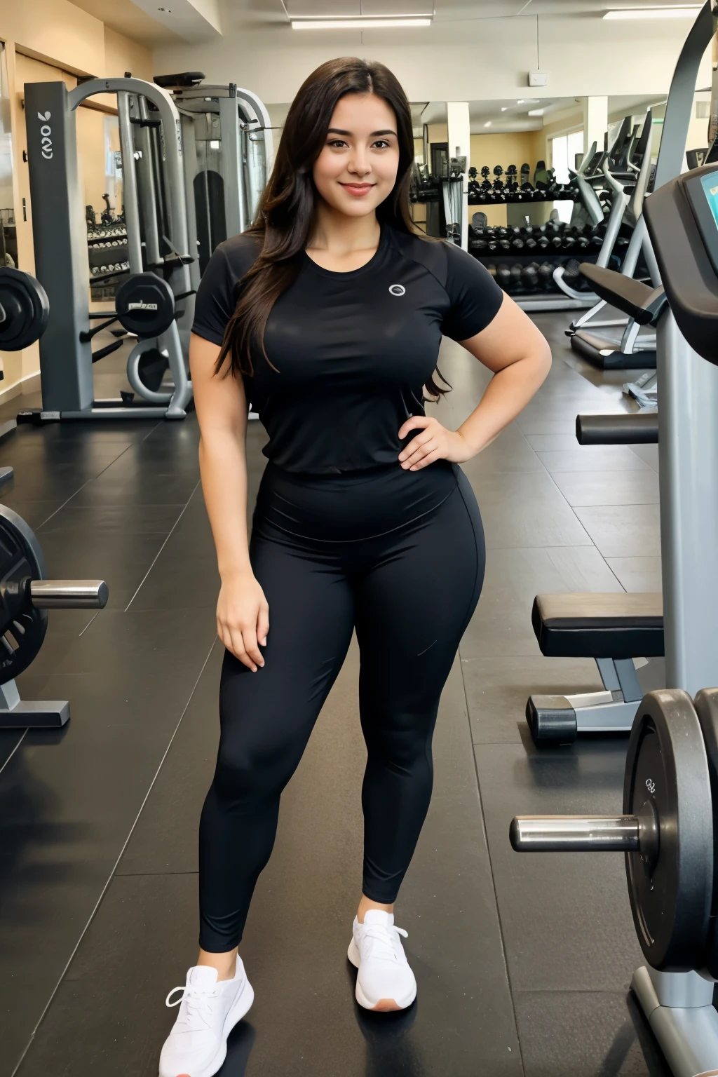 Girl with beautiful curves and gym clothes
