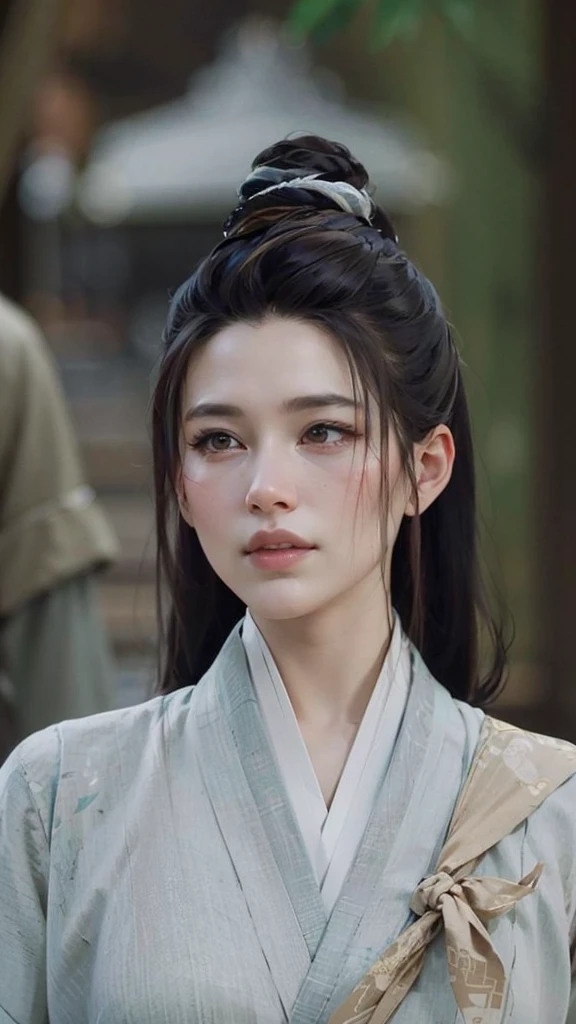 wuxia, Chinese clothes, hourglass figure, large breasts, big hips, masterpiece, best quality, ultra detailed, realistic
