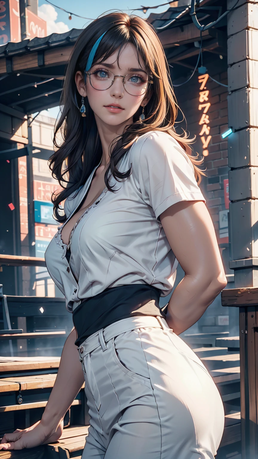cowgirl holding a blank banner amish clothing shirt oversized pants stunning eyes stunning face creamy hair gorgeous hair cowgirl outfit stunning clothes attractive colors amazing colors very detailed and beautiful sun background sunglasses attractive background with her nerdy friend, Awesome Wallpapers, Liv Tyler, Salma Hayek, Highly detailed and beautiful wallpaper, HD Images - Auto Font - Neon Font,, , Neon Blue, Neon lights of various colors, cyber punk,, Colorful neon lights