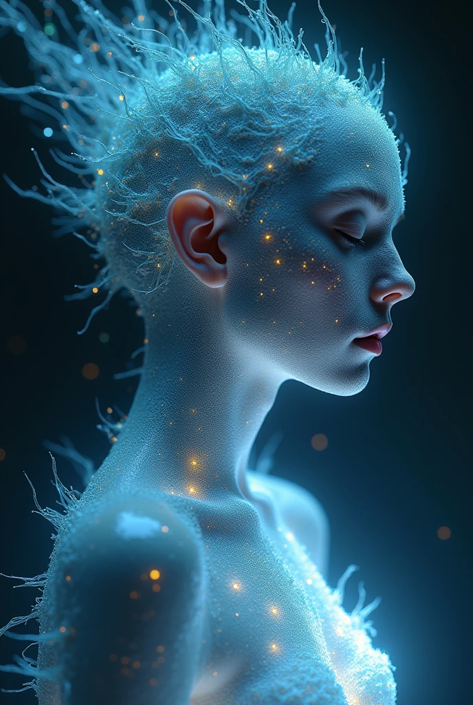 A girl with dark magic full body, unreal, created by Alberto Seveso, ethereal, featuring an optical illusion, mystical, luminous, with twinkling lights, surreal, showcasing 3D fractals, high resolution, sharp details, soft, with a dreamy glow, translucent, water drops, in 8k resolution, resembling a nebula, beautiful, with a broken glass effect, without a background, stunning, representing something that doesn't even exist, a mythical being exuding energy, textures, iridescent and luminescent scales, breathtaking beauty, pure perfection, with a divine presence, unforgettable, and impressive.