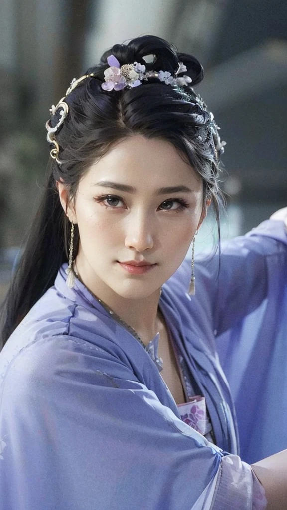 wuxia, Chinese clothes, hourglass figure, large breasts, big hips, masterpiece, best quality, ultra detailed, realistic