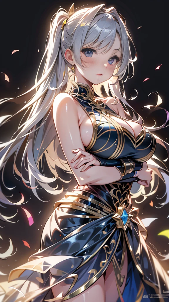 Highest quality, Realistic, photoRealistic, Award-winning illustrations, (Intricate details: 1.2), (Subtle details), (Intricate details), (Cinematic Light, Super sexy ponytailed supergirl, Big, firm and bouncy breasts, dynamic sexy pose