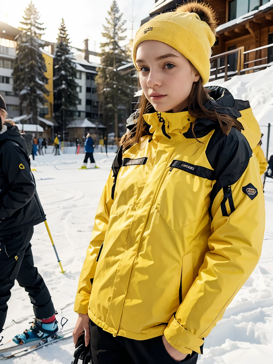 Girl Pale Skin With Jacket Ski Style Modern Classic Yellow