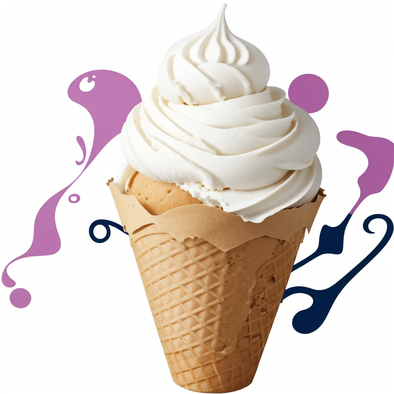 simple ghost eating ice cream doodle png white background