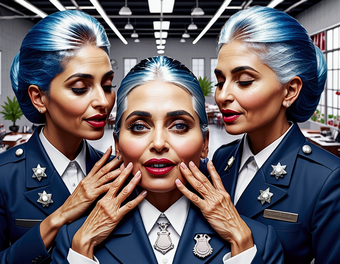 {HIGH ANGLE SHOT},In office,in image prompt relevant indian ladies,image prompt relevant hairs and hairstyles, a glorious reaching up to each of themselves knee level, were not merely styled – they were sculpted. Gallons, yes gallons, of oil had been artfully woven into each strand, transforming them into glistening, high-definition hairs that defied gravity. Oil, a luxurious cascade, gallons high viscus hair oil,defied gravity,All Ladies relevant hairs reaching up to each of themselves knee levels,roughly doing hair sex as per image prompt,image prompt relevant actions, image prompt relevant poses,Image prompt relevant tongues,image prompt relevant tongues actions,Sagging-hanging boobs,{{{{{{Image prompt clothings and clothing colors keep remain exact same as per image prompt}}}}}}},{{{{{{{{image prompt relevant ladies' figures into supre sexy perfect curvy figures with enhanced breast levels}}}}}}}}}},{{{{{image prompt all poses keep remain same exact}}}}},{{{{{image prompt all ladies with super curvy figures in relevant ages}}}}},{{{{{{{change image prompt all ladies breasts into sagging-hanging breasts as thier relevant ages}}}}},,{{{{{{improve and enhance image prompt hairs oiledness 100 times more than image prompt,improve and enhance shininess and slickness of their hairs,while keeping image prompt hairstyles remain exact same as it is in image prompt}}}}}},{{{{{change image prompt into 18:13 size}}}},{{{{{{{{Enhance image prompt into Cinematic HDR color grading}}}}}}}}}}