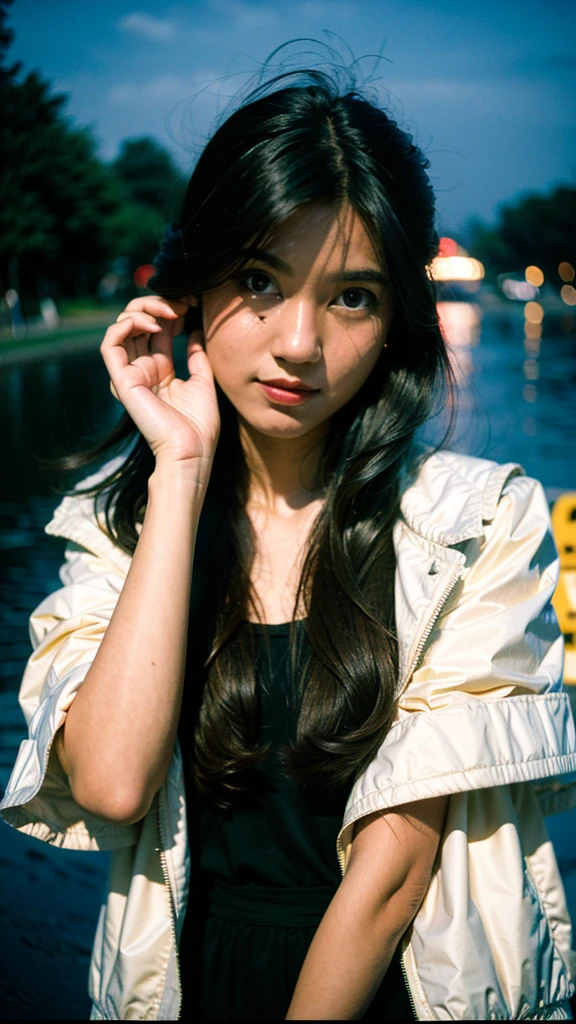 Masterpiece, best quality, ultra high res, realistic, (photorealistic:1.4), masterpiece of analog film photograph a girl in the dark, taken by Hideaki Hamada using Pentax 67II and Kodak Portra