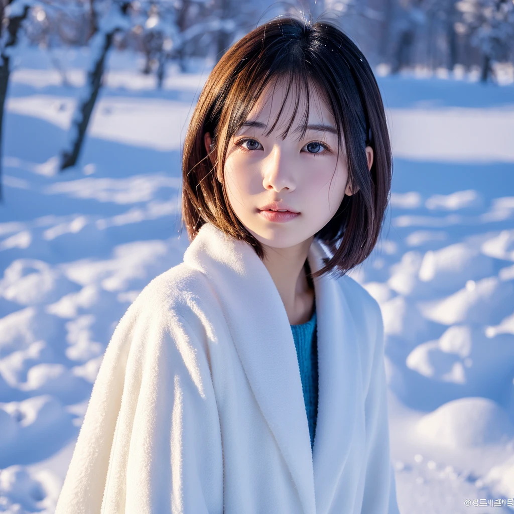 korean goddess, in the snow, young realistic young gravure idol, young sensual gravure idol, young sensual gravure idol, young pale snow-white skin, a woman with a naked bob haircut standing in the snow near a river, snow on the body, young pretty young gravure idol, young skinny young gravure idol, in the snow, young gravure idol, beautiful asian girl, realistic sensual gravure idol