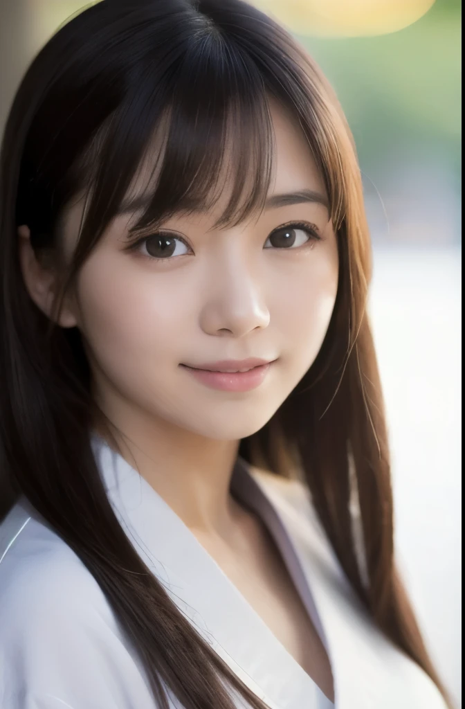 best quality, face focus, soft light, ultra high res, (photorealistic:1.4), RAW photo,(Shinozaki Ai), white skin, kawaii,
1 Japanese girl, solo, cute, (smile), (pupil, lights in the eyes), detailed beautiful face, Medium-sized breasts,(high resolution detail of human skin texture),(long hair),(portrait), upper body, white traditional kimono, no make