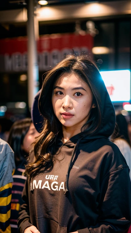 Masterpiece, best quality, ultra high resolution, hyper realistic, realistic, (photorealistic:1.4), masterpiece of analog film photograph a girl in the dark, wearing black hoodie, taken by Hideaki Hamada using Pentax 67II and Kodak Portra, close up shot, portrait