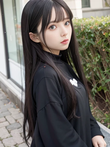 tohsaka rin, black hair, long hair, two side up, green eyes,
