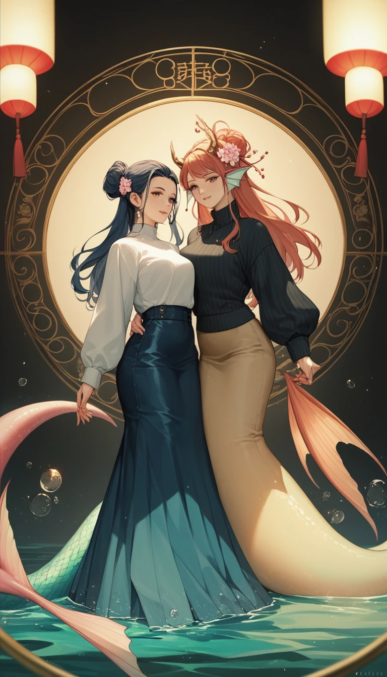 (masterpiece,highest quality,超A high resolution),Japanese women, (((Very beautiful 25 year old girl))),Mermaid-style high-waisted long skirt、The skirt fits snugly to the body、Long sleeve sweater、Dark Room