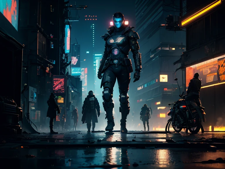 ((night:1.4)).(street corner:1.3),((ultra realistic illustration:1.2)),(cyberpunk:1.4),(dark sci-fi:1.3),(brutalism:1.2). Dystopic megacity, gritty, cold hell, Armored Core, Battletech. Front Mission. Masterpiece, (highly detailed:1.2),(detailed face and eyes:1.2), 8k wallpaper, natural lighting. core shadows, high contrast, bokeh. Blade Runner, dark futurism. cinematic, intricate, contrast