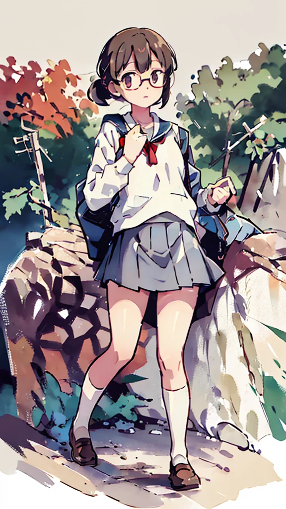 Nsfw、masterpiece, high quality, 4K, HDR,, Stable Diffusion prompt:  schoolgirl with short、brown hair and red-framed glasses, wearing a white blouse and navy skirt, white panties visible, navy socks and brown loafers, in a state of arousal and trembling with sexual climax,simple illustration style, In a nichijou (everyday life) Setting Image generation AI model used: Stable Diffusion (eleet- model)

id: i2